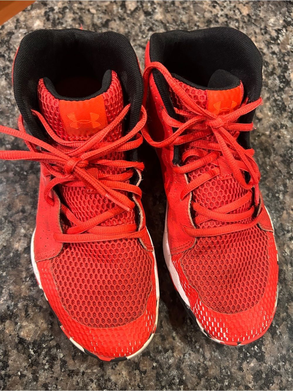 Under Armour Red Kids Athletic Sneakers gym tennis PE